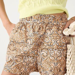 JCrew, Pull-on cotton poplin short in ornate paisley